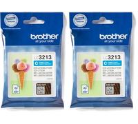 Brother LC-3213C Inkjet Cartridge, Cyan, Single Pack, High Yield, Includes 1 x Inkjet Cartridge, Genuine Supplies (Pack of 2)