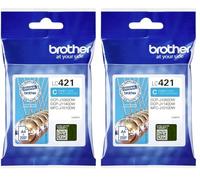 Brother LC-421C Inkjet Cartridge, Cyan, Single Pack, includes 1 x Inkjet Cartridge, Genuine Supplies, Standard (Pack of 2)