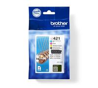 Brother LC-421VAL. Cartridge capacity: Standard Yield Supply type: Multi pack Colour ink page yield: 200 pages Printing colours: Black Cyan Magenta Yellow Quantity per pack: 4 pc(s) Black ink page yie
