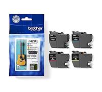 BROTHER, LC-421XLBK/LC-421XLC/LC-421XLM/LC-421XLY Inkjet Cartridges, Black/Cyan/Magenta/Yellow, Multi-Pack, Includes 4 x Inkjet Cartridges, High Yield, Brother Genuine Supplies