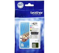 Brother LC421BK/LC421C/LC421M/LC421Y Inkjet Cartridges, Black/Cyan/Magenta/Ye...