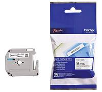 Brother M-K221BZ Labelling Tape Cassette, Black on White, 9 mm (W) x 8 m (L), Brother Genuine Supplies