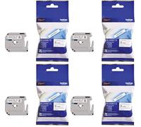 Brother M-K221SBZ Labelling Tape Cassette, Black on White, 9 mm (W) x 4 m (L), Brother Genuine Supplies (Pack of 4)