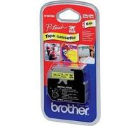 Brother 9mm black on yellow plastic tape non-laminated 8m