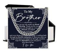 Brother Necklace - Cuban Link Chain Necklace for Men, To My Brother Gift from Sister for Birthday, Anniversary or Christmas, Stainless Steel, No Gemstone