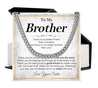 Brother Necklace - Cuban Link Chain Necklace for Men, To My Brother Gift from Sister for Birthday, Anniversary or Christmas, Stainless Steel, No Gemstone