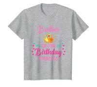 Brother of The Birthday Princess T-Shirt, Youth, Heather Grey, Small