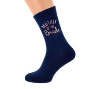 Brother of the Bride Wedding Socks, Navy Blue with Rose Gold Print Design, Cotton Blend, UK Mens Size 5-12
