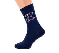 Brother of the Groom Wedding Socks, Navy Blue with Rose Gold Print Design, Cotton Blend, UK Mens Size 5-12