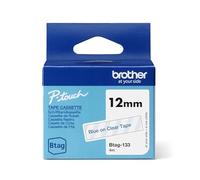 Brother Original Btag-133 Label Tape 12 mm Wide 4 m Long Blue/Transparent