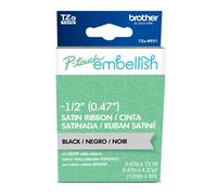 Brother P-Touch Embellish Black Print on Silver Satin Ribbon TZER931 - ~ Wide x ~13.1 Long for use with P-Touch Embellish Ribbon & Tape Printer