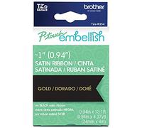 Brother P-Touch Embellish Gold Print on Black Satin Ribbon TZE-R354 - ~1" Wide x 13.1β Long (24mm x 4m/4.37yds), TZER354