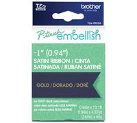 Brother P-Touch Embellish Gold Print on Navy Satin Ribbon TZE-RN54 - ~1"""" Wide x 13.1ft. Long (24mm x 4m/4.37yds) TZERN54