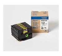 Brother HG-631V5 P-Touch Black on Yellow Tape 12mm x 8m - 5 Pack (Original)