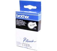 Brother P-touch TC-201 (12mm x 7.5m) White On Black Gloss Laminated
