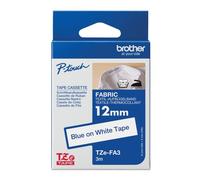 Brother P-Touch TZe Fabric Tape Cassette 12mm x 3m Blue on White Tape TZEFA3