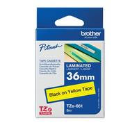 Brother P-Touch TZe Lam Tape Cass 36mmx8m Black on Yellow Tape TZE661