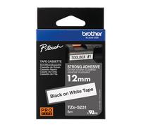 Brother TZES231 Labelling Tape Authentic Adhesive Black on White 12 mm (W) x 8 m (L)