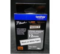 Brother P-Touch TZe Lam Tape Cassette 12mm x 8m Black on White Tape TZES231