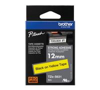 Brother P-Touch TZe Lam Tape Cassette 12mm x 8m Black On Yellow Tape TZES631