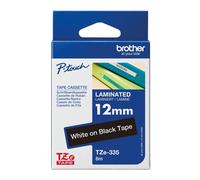 Original Brother P-Touch TZE335 12mm Gloss Tape - White on Black