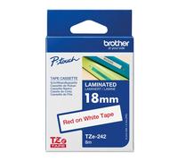 Brother P-Touch TZe242 Tape Cassette Laminated 18mm x 8m Red on White Tape -G1