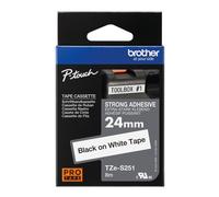 Brother P-Touch TZe Lam Tape Cassette 24mm x 8m Black on White Tape TZE-S251