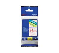 Brother P-Touch TZe Lam Tape Cassette 24mm x 8m Red on White Tape TZE252