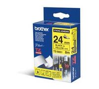 Original Brother TZES651 24mm Strong Adhesive Tape Black on Yellow