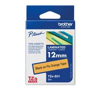 Brother P-Touch TZe Laminated Tape Cassette 12mm x 8m Black on Orange Tape