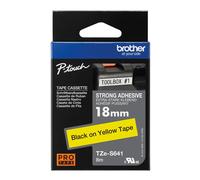 Original Brother TZES641 18mm Strong Adhesive Tape Black on Yellow