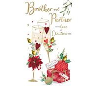 Brother & Partner Embellished Christmas Card Hand-Finished Champagne Cards XCDC401