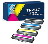 Brother Printers TN-243 TN-247 CMYK Replacement Toner Cartridge 4-Pack Black & CMY Compatible With TN247 TN243 L3510CDW L3517CDW L3550CDW L3210CW L3230CDW L3270CDW L3290CDW L3710CW L3730CDN L3750CDW