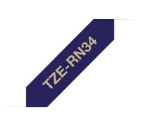 Brother TZe-RN34 Original P-Touch Label Tape (12mm x 4m) Gold on Navy Blue