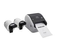 Brother QL-1110NWBC Bundle, Wireless Connectivity, Wide-Format Thermal Label Printer, Prints Postage and Barcodes, Plus 2 Rolls of Genuine DK Label Tapes DK-1247 4.07” x 6.4” Die-Cut Shipping Labels