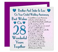 Brother & Sister In Law 28th Wedding Anniversary Card - On Your Orchid Anniversary - 28 Years - Sentimental Verse