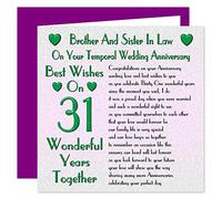 Brother & Sister In Law 31st Wedding Anniversary Card - On Your Temporal Anniversary - 31 Years - Sentimental Verse