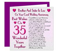 Brother & Sister in Law 35th Wedding Anniversary Card - On Your Coral Anniversary - 35 Years - Sentimental Verse