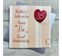 Brother & Sister-In-Law Coral 35th Wedding Anniversary Card