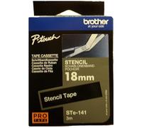 Brother STe-141 Labelling Tape Cassette, 18mm (W) x 3M (L), Stencil Tape, Brother Genuine Supplies, Black on White