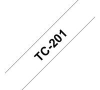 Brother P-touch TC-201 (12mm x 7.5m) White On Black Gloss Laminated