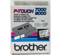 Brother TX-141 Laminated Ribbon Black on White 18mmX15m P-Touch 7000/8000