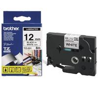 Brother TZ231 Label Making Tape - 12mm Black on White TZe Laminated 8m