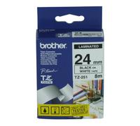 Brother TZ251 2.4cmx8m Laminated Tape Roll - Black on White