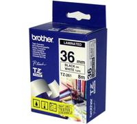 Brother Gloss Laminated Labelling Tape - 36 mm x 8m Black on White