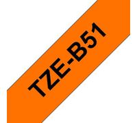 Brother P-touch TZe-B51 (24mm x 8m) Black On Fluorescent Orange