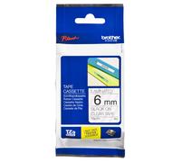 Original Brother P-Touch TZE111 6mm Gloss Tape - Black on Clear