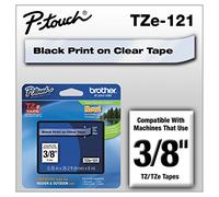 Brother TZe-121 Labelling Tape Cassette, 9 mm (W) x 8 m (L), Laminated, Brother Genuine Supplies - Black on Clear