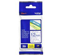 Brother TZe-133 Labelling Tape Cassette, 12 mm (W) x 8 m (L), Laminated, Brother Genuine Supplies - Blue on Clear