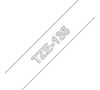 Brother TZe-135 Labelling Tape Cassette, White on Clear, 12 mm (W) x 8M (L), Laminated, Brother Genuine Supplies